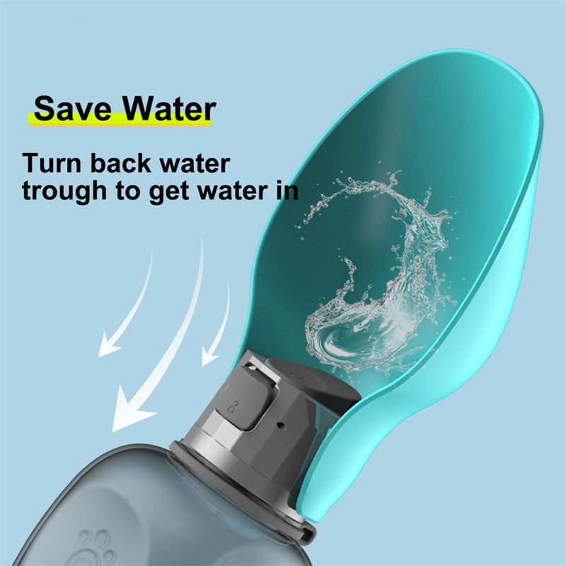 800ml Leak-proof Dog Water Bottle with Foldable Drinking Bowl