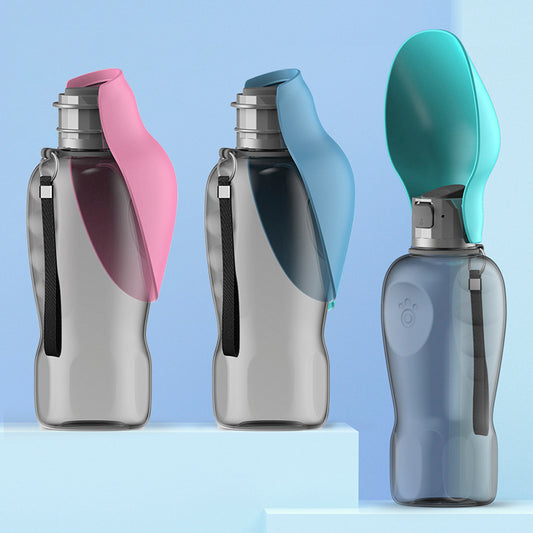 800ml Leak-proof Dog Water Bottle with Foldable Drinking Bowl