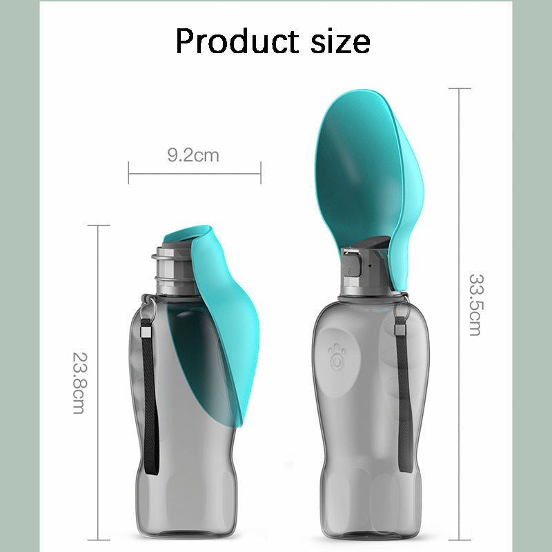800ml Leak-proof Dog Water Bottle with Foldable Drinking Bowl
